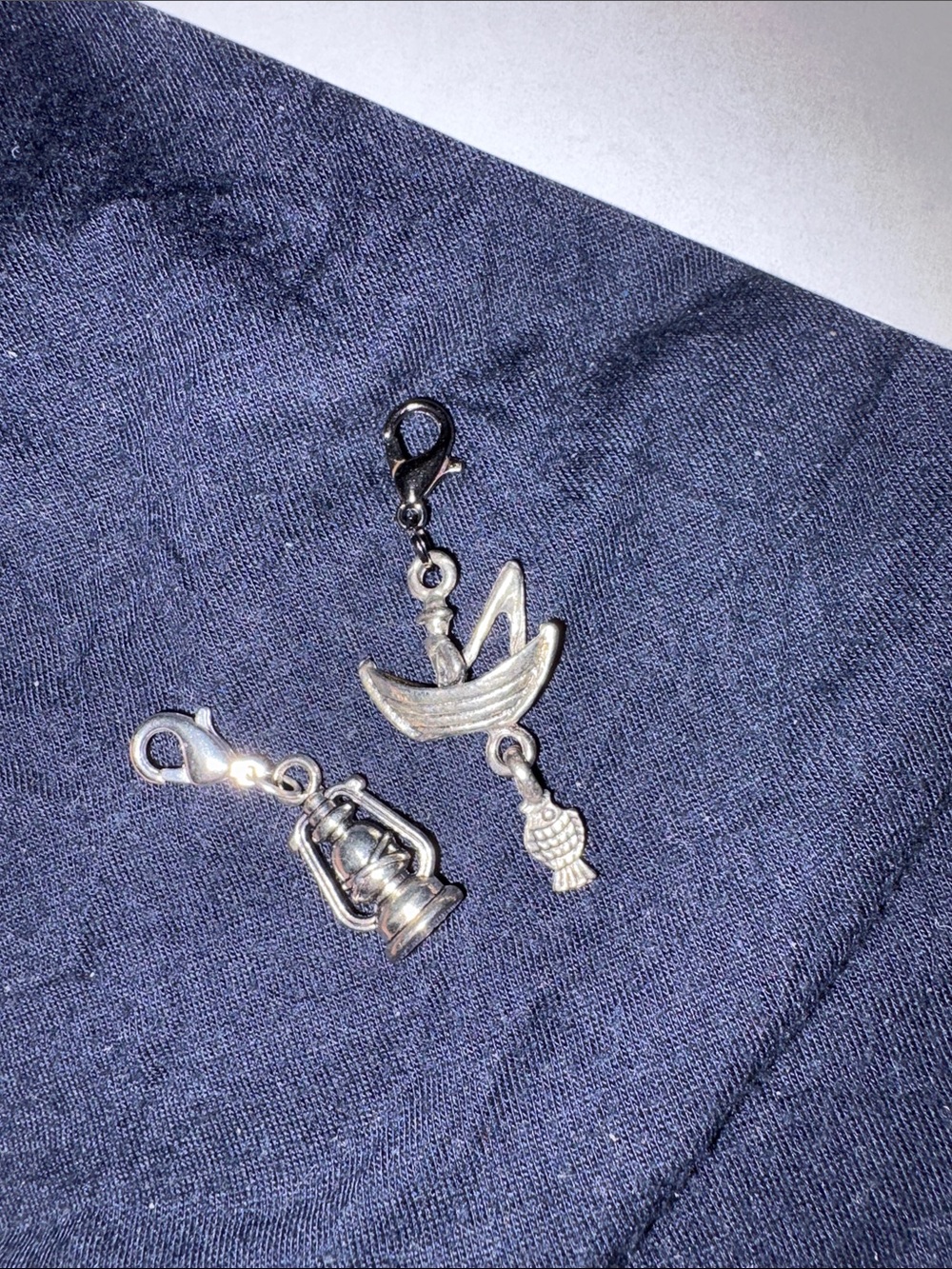 Silver Small Pet Charm Clip-On Lantern & Boat Set